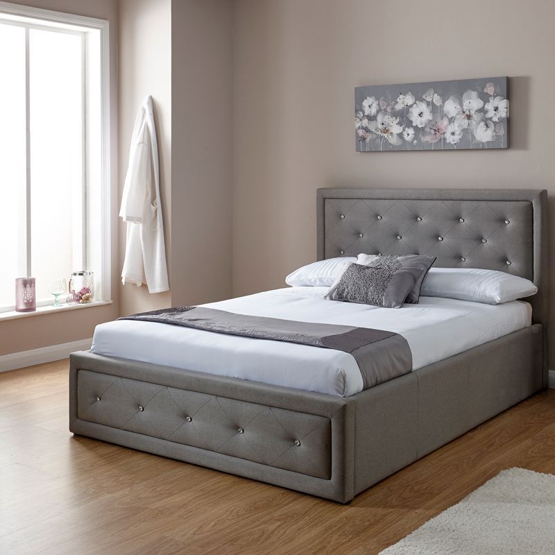 Hollywood King Size Ottoman Bed Grey, Full Size Hollywood Bed Frame