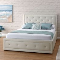 See more information about the Hollywood Double Ottoman Bed Faux Leather White 5 x 7ft