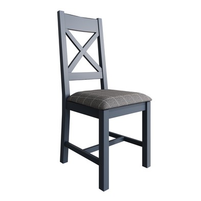 Product photograph of Pair Of Bondi Cross Back Dining Chairs Oak Blue Grey from QD stores
