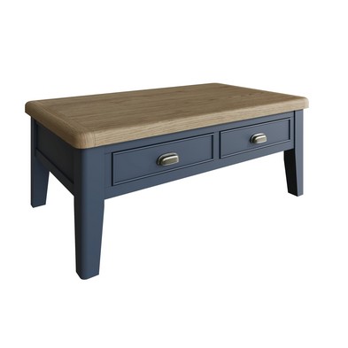 Product photograph of Bondi Coffee Table Oak Blue 2 Drawers from QD stores