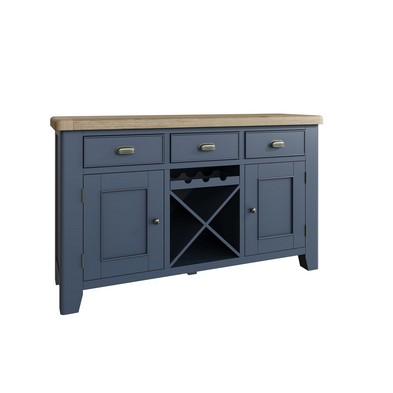 Product photograph of Bondi Large Sideboard Oak Blue 2 Doors 8 Shelves 3 Drawers from QD stores
