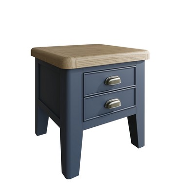 Product photograph of Bondi Side Table Oak Blue 2 Drawers from QD stores