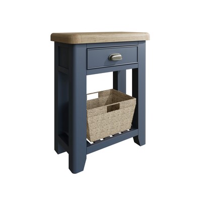 Product photograph of Bondi Side Table Oak Blue 1 Drawer from QD stores