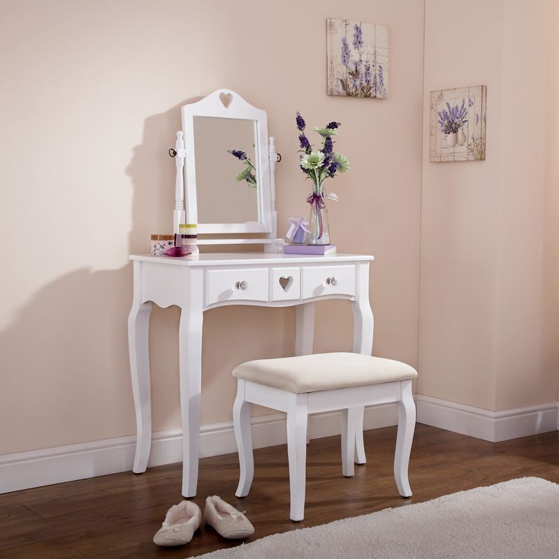 Barnaby Tall Dressing Table Pine White 2 Drawers