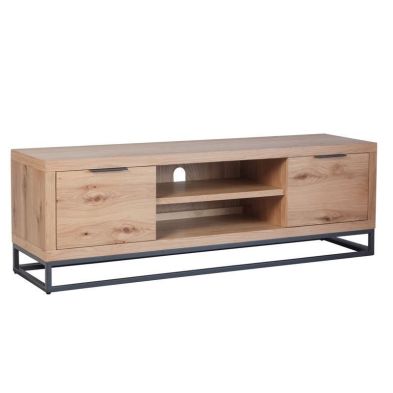 Product photograph of Industrial Chic Oak Steel 2 Door Tv Unit from QD stores