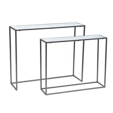 Product photograph of Oslo Nest Of 2 Tables Metal White Silver from QD stores