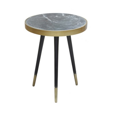 Oslo Circular Side Table Metal Black Gold