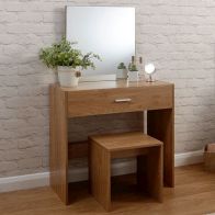 See more information about the Julia Oak Style Dressing Table 1 Drawer With Stool