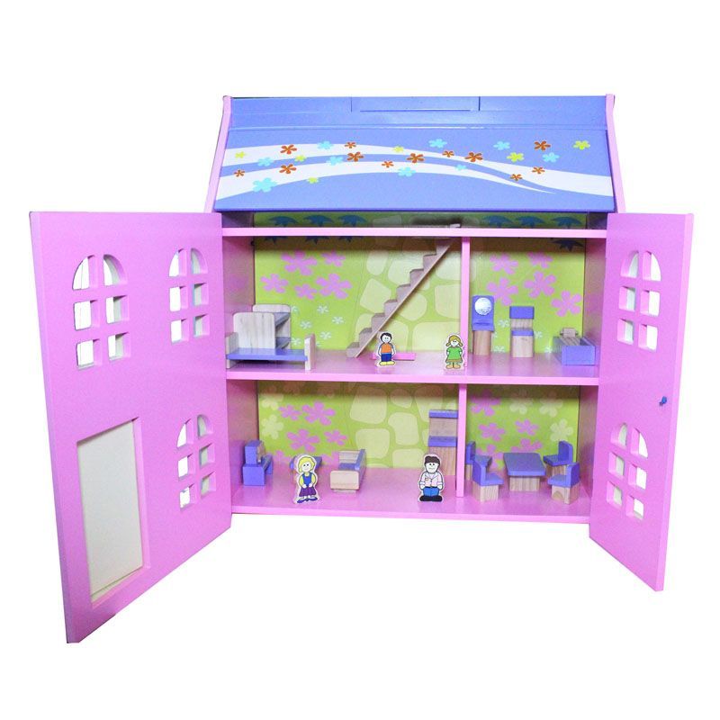 Games Hub Painted Dolls House With Furniture