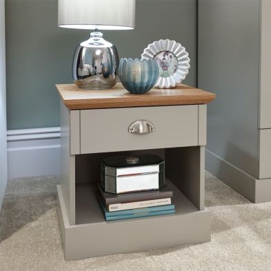 Product photograph of Kendal Bedside Table Grey 1 Shelf 1 Drawer from QD stores