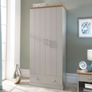 Product photograph of Kendal Tall Wardrobe Grey 2 Doors 1 Drawer from QD stores