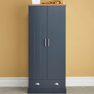Product photograph of Kendal Tall Wardrobe Blue 2 Doors 1 Drawer from QD stores