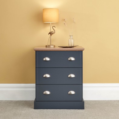 Product photograph of Kendal Tall Chest Of Drawers Blue 3 Drawers from QD stores