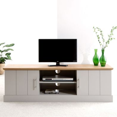 Product photograph of Kendal Tv Unit Grey 2 Shelves 2 Doors from QD stores