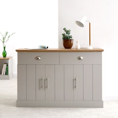Product photograph of Kendal Large Sideboard Grey 3 Doors 4 Shelves 2 Drawers from QD stores