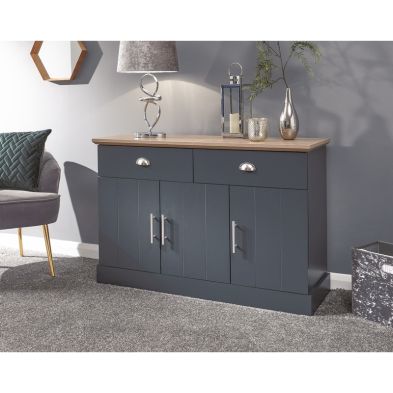 See more information about the Kendal Large Sideboard Blue 3 Doors 2 Shelves 2 Drawers