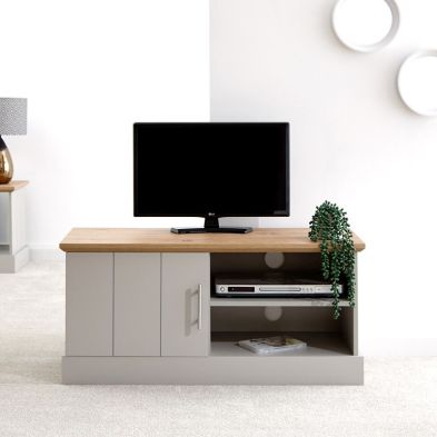 Product photograph of Kendal Tv Unit Grey 2 Shelves 1 Door from QD stores