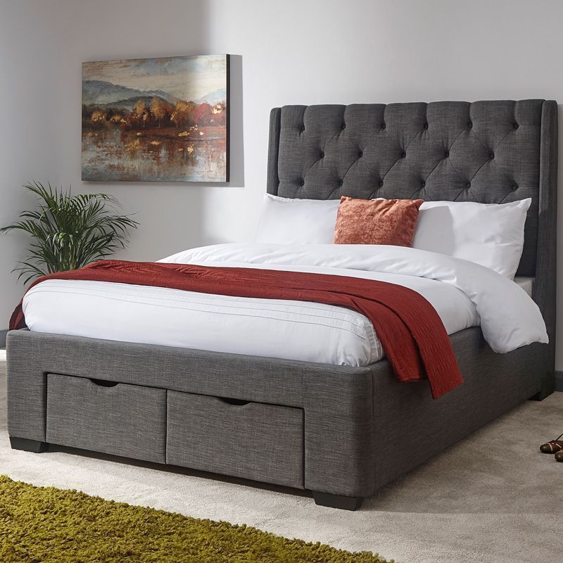 Koln Double Bed Fabric Grey 5 x 7ft
