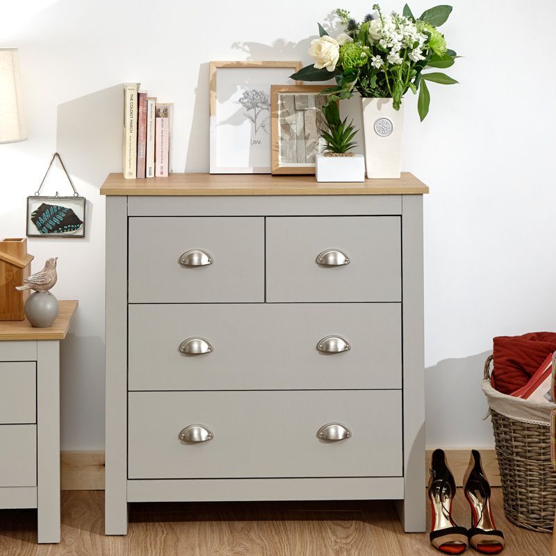 Lancaster Grey Oak Chest Of 4 Drawers Buy Online At Qd Stores