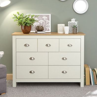 Product photograph of Lancaster Large Chest Of Drawers Cream 7 Drawers from QD stores