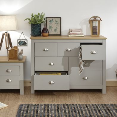 Lancaster Large Chest Of Drawers Grey 7 Drawers