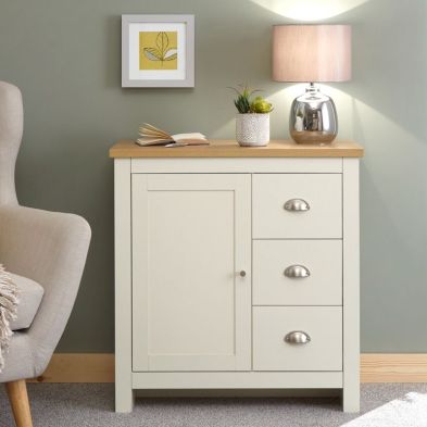 Product photograph of Lancaster Sideboard Cream 1 Door 2 Shelves 3 Drawers from QD stores