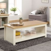 See more information about the Lancaster Large Coffee Table Cream & Oak 1 Shelf