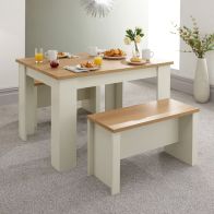 See more information about the Lancaster 3 Piece Dining Set Cream Table - with 2 Benchs