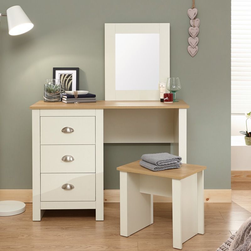 Lancaster Tall Dressing Table Cream 3 Drawers