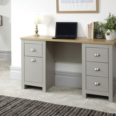 Product photograph of Lancaster Desk Grey 4 Drawers 1 Door from QD stores