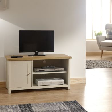 Product photograph of Lancaster Tv Unit Cream 2 Shelves 1 Door from QD stores