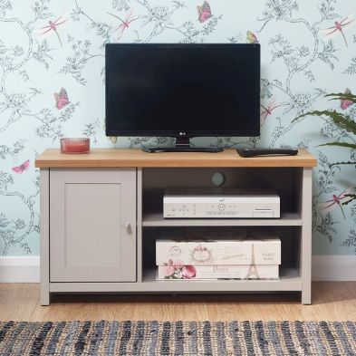 Product photograph of Lancaster Tv Unit Grey 2 Shelves 1 Door from QD stores
