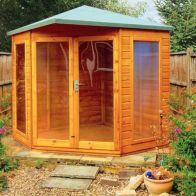 See more information about the Shire Larkspur 7' 1" x 7' 1" Apex Summerhouse - Premium Dip Treated Shiplap