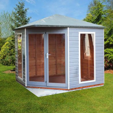 Product photograph of Shire Larkspur 8 4 X 8 4 Apex Summerhouse - Premium Dip Treated Shiplap from QD stores