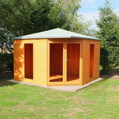 Product photograph of Shire Larkspur 10 4 X 10 4 Apex Summerhouse - Premium Coated Shiplap from QD stores