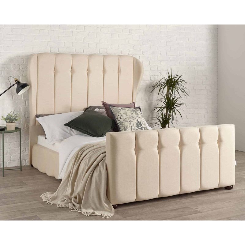 Pine Cream 5ft King Size Bed Frame, Wingback King Size Bed