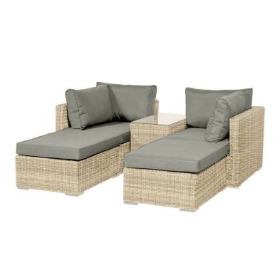 Product photograph of Tuscany Rattan Garden Sun Lounger Set By Royalcraft - 2 Seats Grey Cushions from QD stores