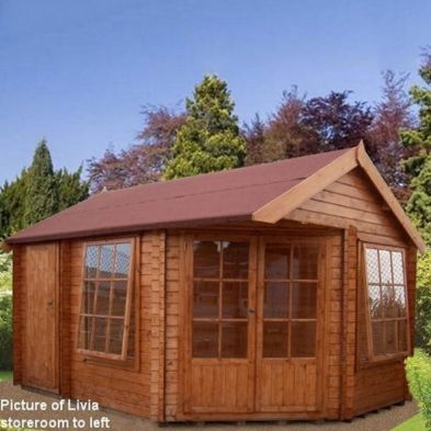 Product photograph of Shire Livia 9 8 X 14 2 Reverse Apex Log Cabin - Premium 28mm Cladding Tongue Groove from QD stores