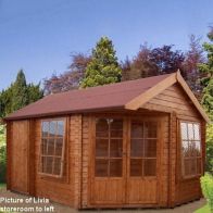 See more information about the Shire Livia 9' 8" x 14' 2" Reverse Apex Log Cabin - Premium 28mm Cladding Tongue & Groove