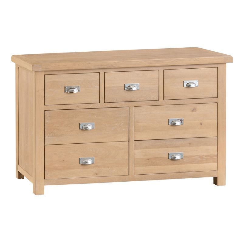 Oak Chest of Drawers 7 Drawers Natural Lime-Washed Oak with Dovetailed Joints