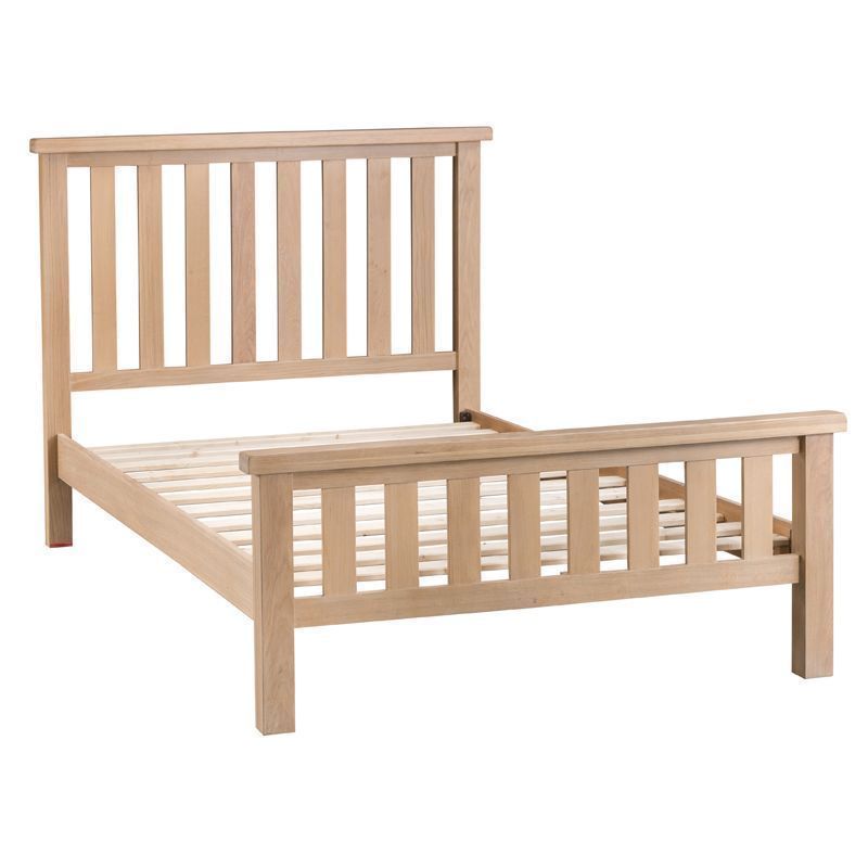 Oak Double Bed Frame Natural Lime-Washed Oak with Dovetailed Joints