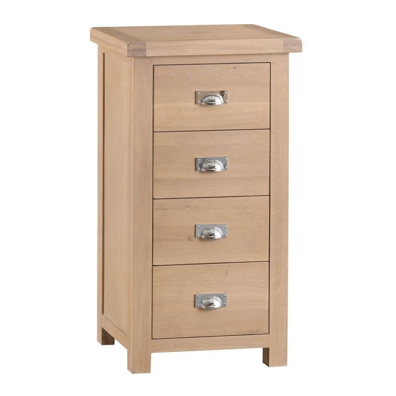 Oak Chest of Drawers 4 Drawers Natural Lime-Washed Oak with Dovetailed Joints
