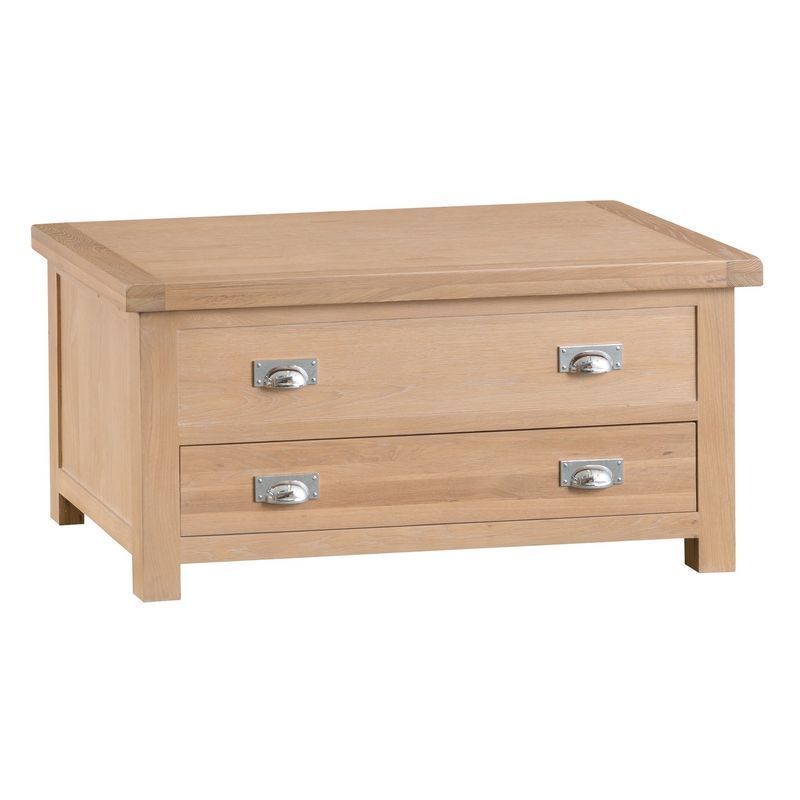 Oak Blanket Box 1 Door 1 Drawer Natural Lime-Washed Oak with Dovetailed Joints