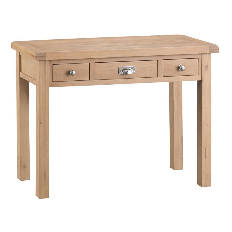 Oak Dressing Table 3 Drawers Natural Lime-Washed Oak with Dovetailed Joints