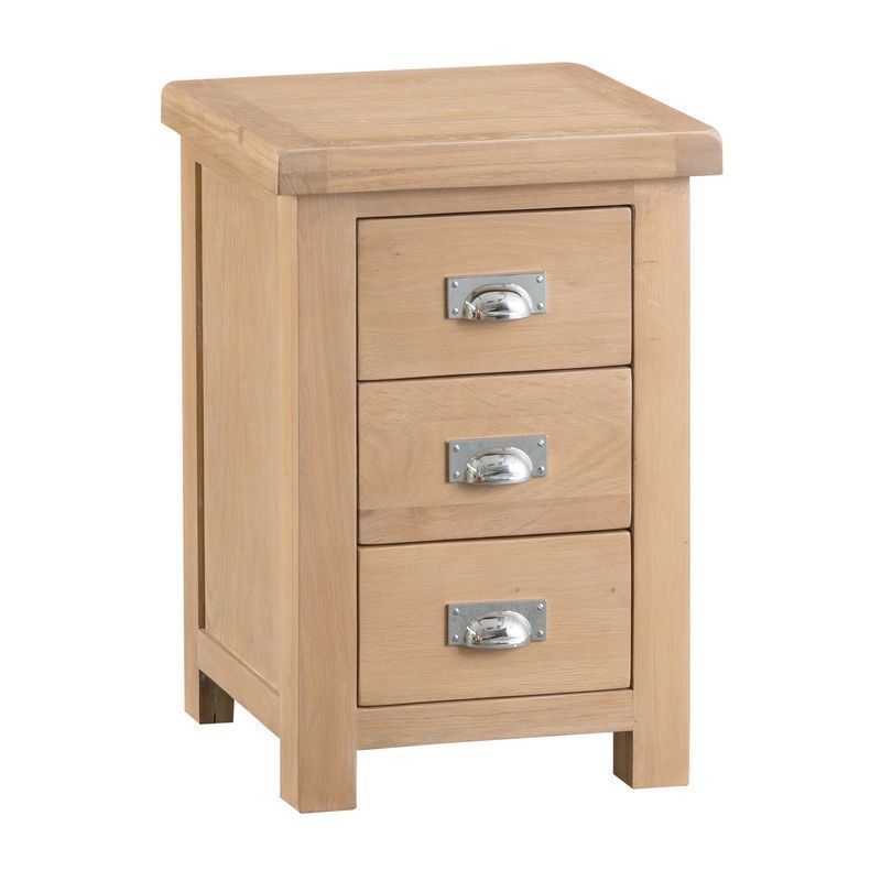 Oak Bedside Table 3 Drawers Natural Lime-Washed Oak with Dovetailed Joints