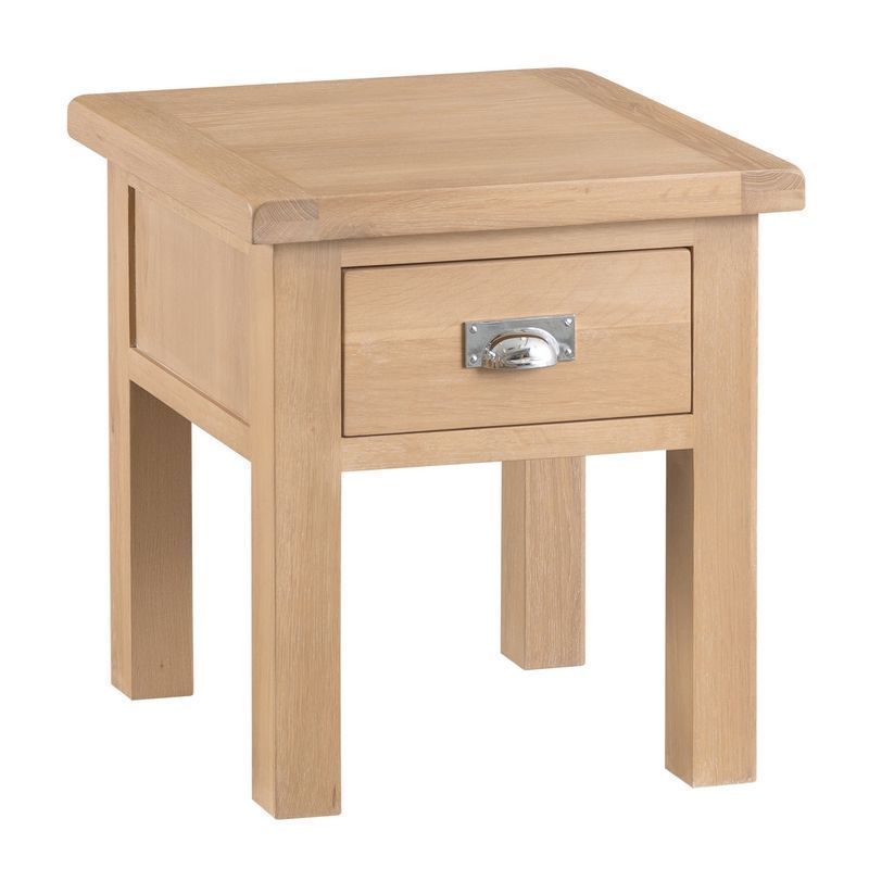 Oak Lamp Table 1 Drawer Natural Lime-Washed Oak with Dovetailed Joints