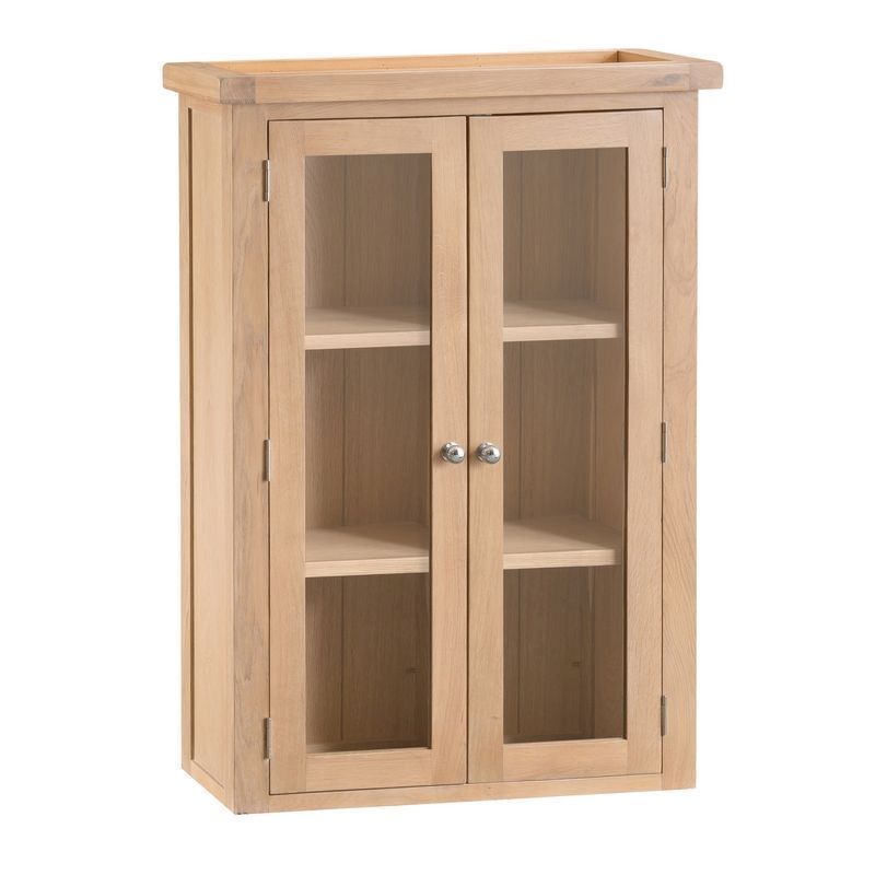 Oak Open Shelving Unit 2 Doors Natural Lime-Washed Oak with Dovetailed Joints