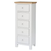 See more information about the Lucerne Oak White 5 Drawer Narrow Chest