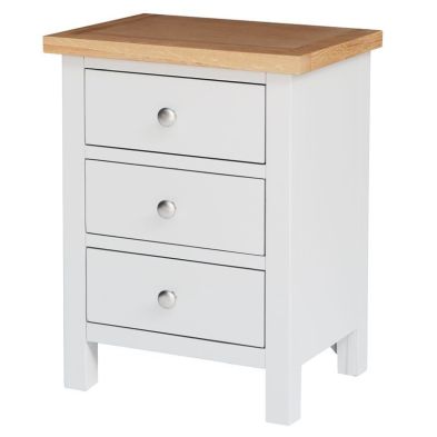 Product photograph of Lucerne Bedside Table Oak White 3 Drawers from QD stores