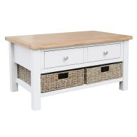 See more information about the Lucerne Oak White 2 Drawer Coffee Table - Pre-order